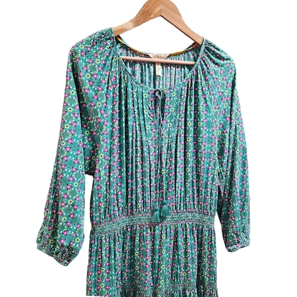 Matilda Jane Age Of Aquarius Floral Long Sleeve Peasant Dress Large Cottagecore - Picture 4 of 10